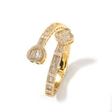 Statement Iced Out Heart & Clover Bangle