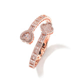 Statement Iced Out Heart & Clover Bangle