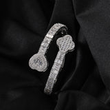 Statement Iced Out Heart & Clover Bangle