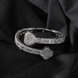 Statement Iced Out Heart & Clover Bangle