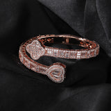 Statement Iced Out Heart & Clover Bangle
