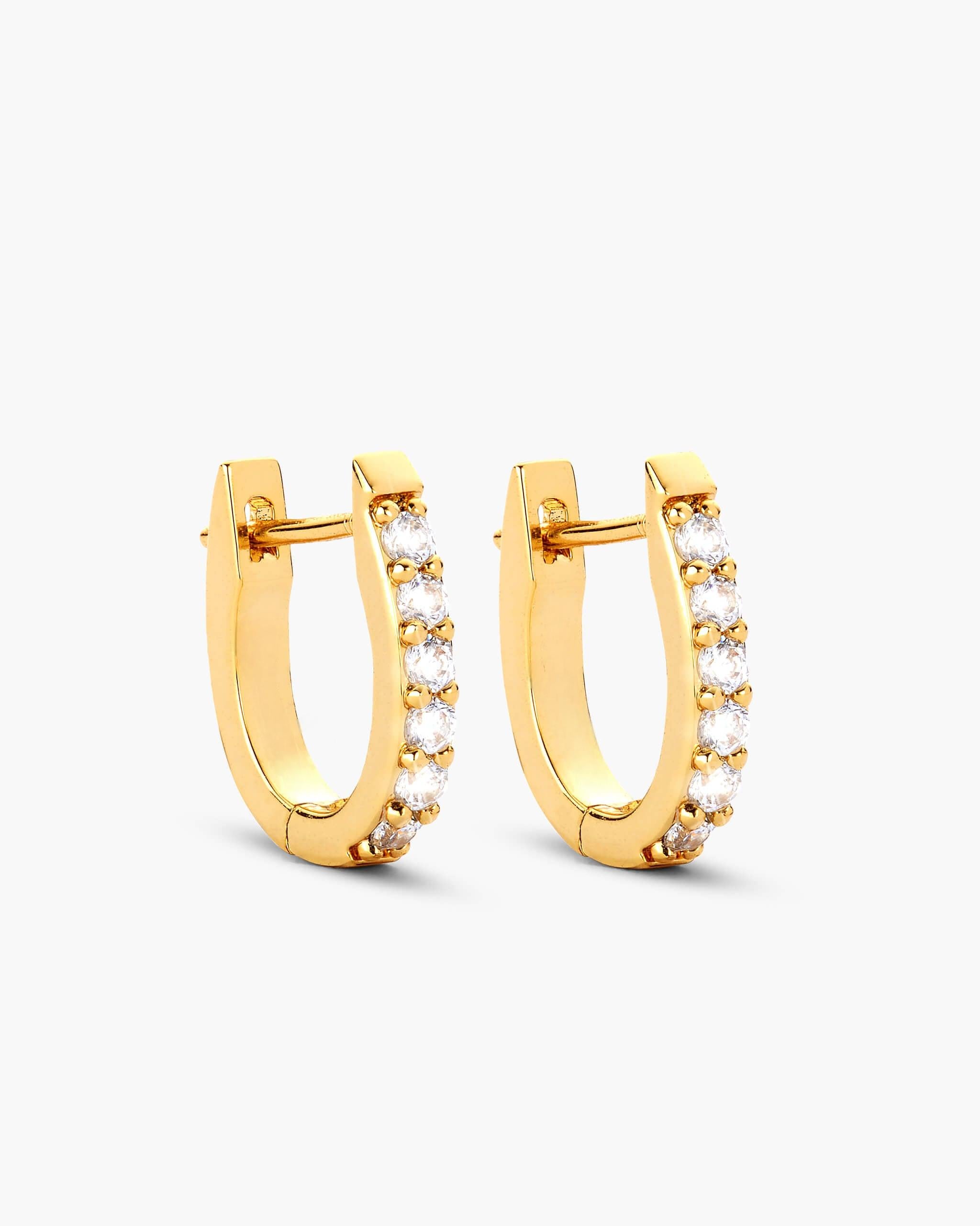 Studded Huggie Hoop Earrings - Gold - ViViGleam