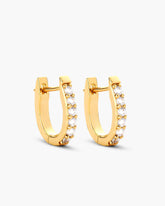Studded Huggie Hoop Earrings - Gold - ViViGleam