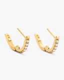 Studded Huggie Hoop Earrings - Gold - ViViGleam