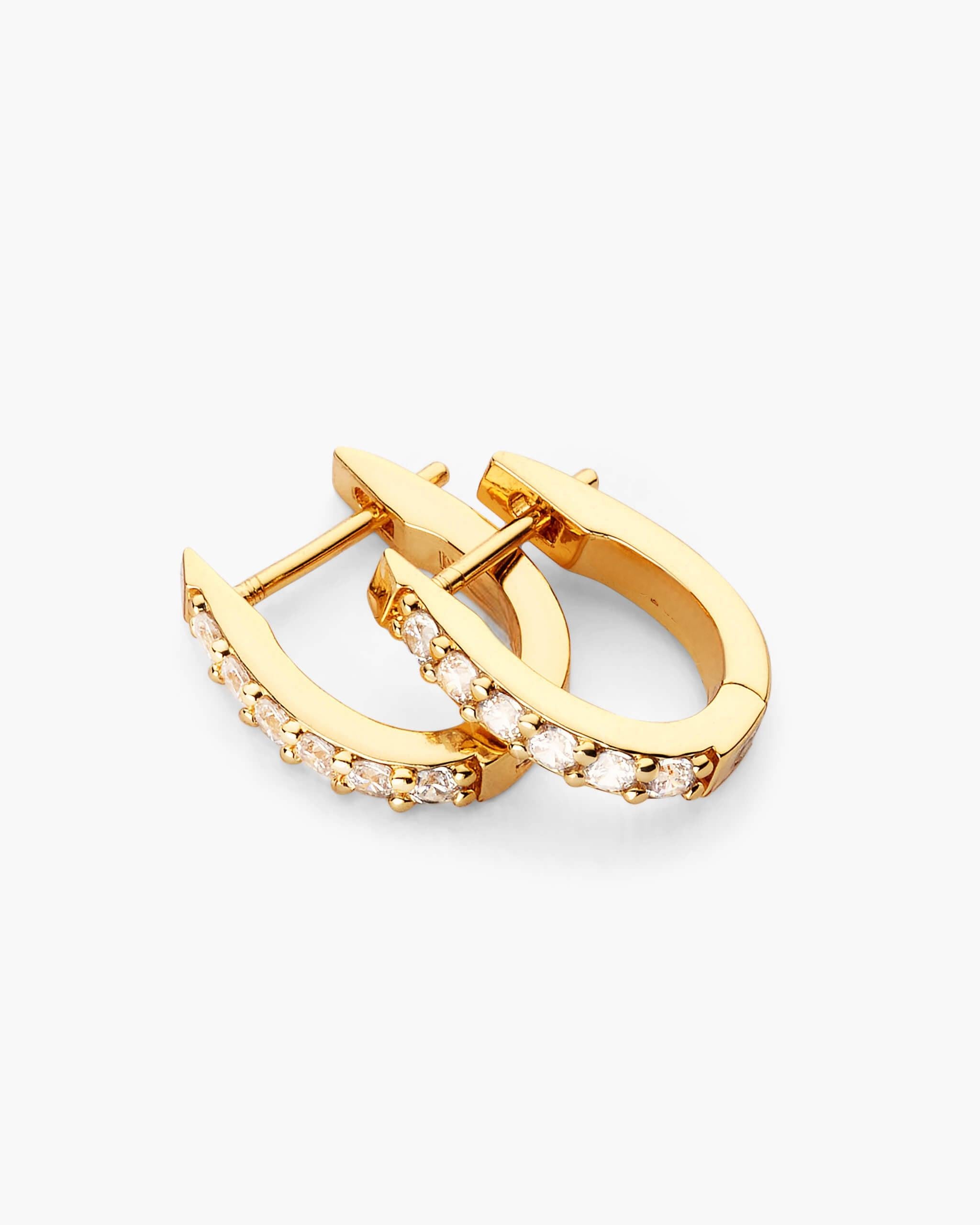 Studded Huggie Hoop Earrings - Gold - ViViGleam