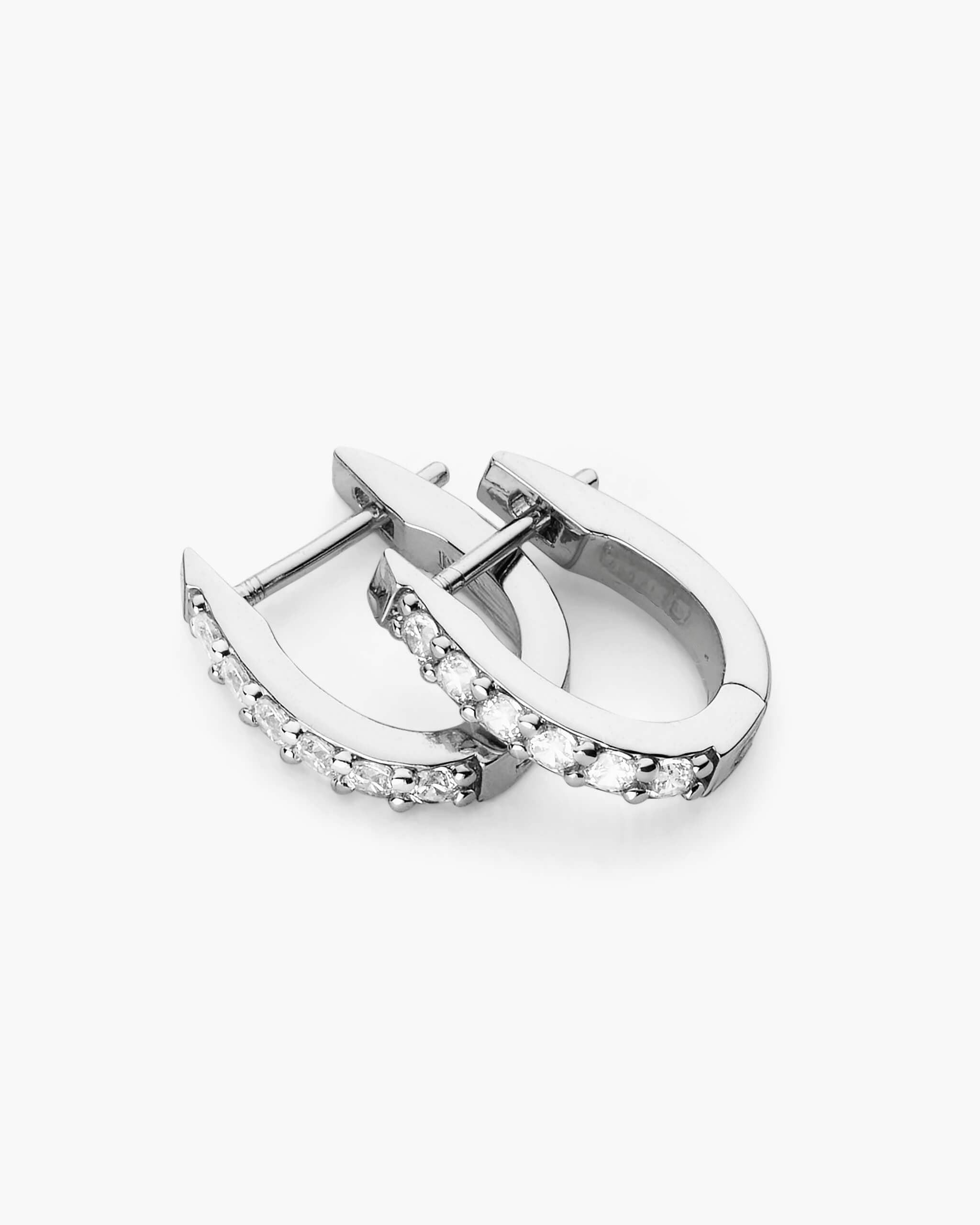 Studded Huggie Earrings - Silver - ViViGleam
