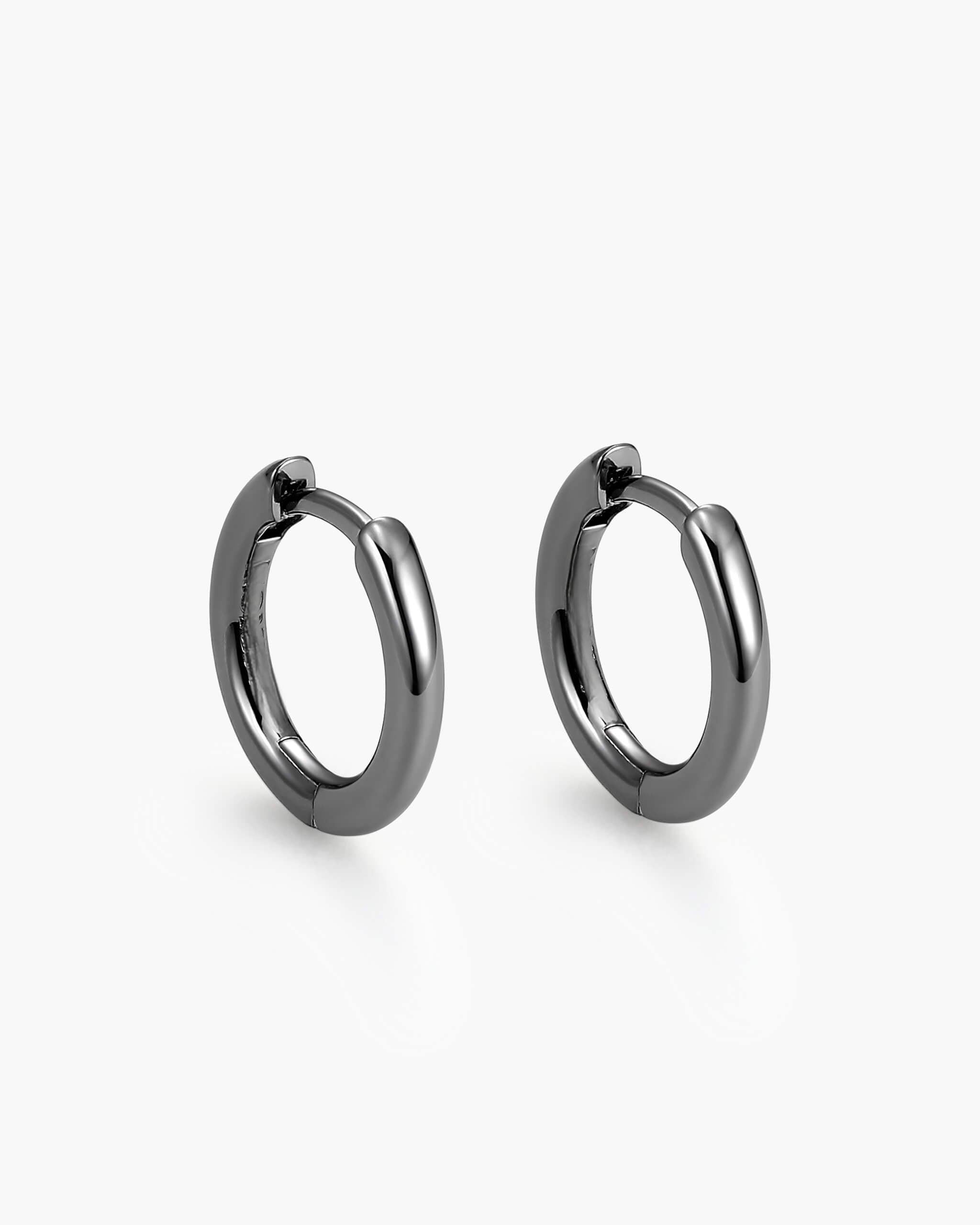Thin Hoop Earrings - Black - ViViGleam