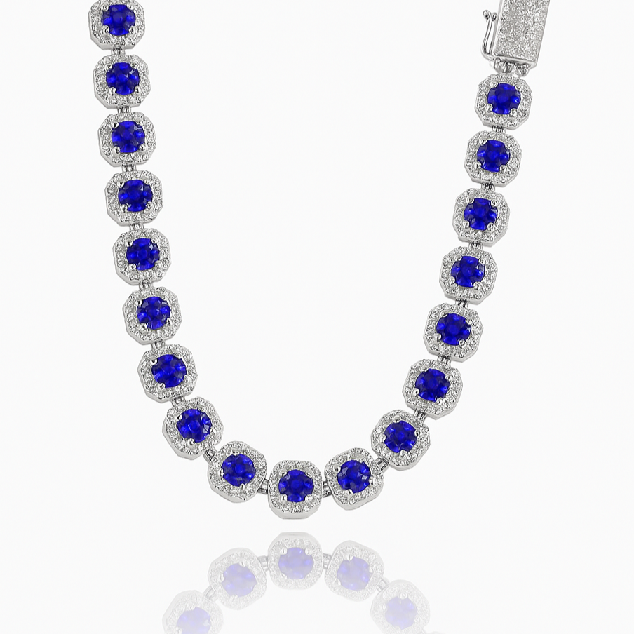 Royal Blue Gemstone Chain Silver - ViViGleam