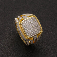 Diamond CZ Platform Mens Ring in 14K Gold - ViViGleam