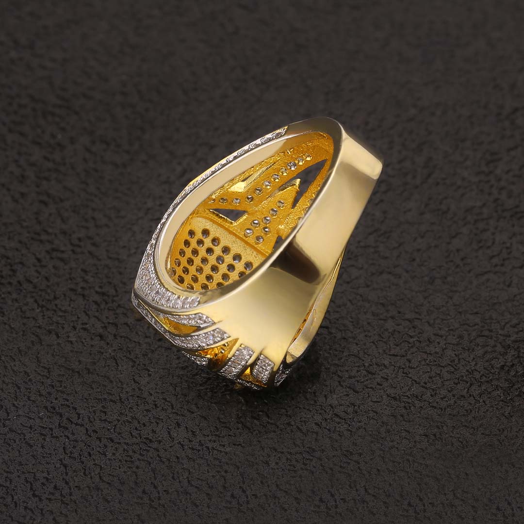 Diamond CZ Platform Mens Ring in 14K Gold - ViViGleam