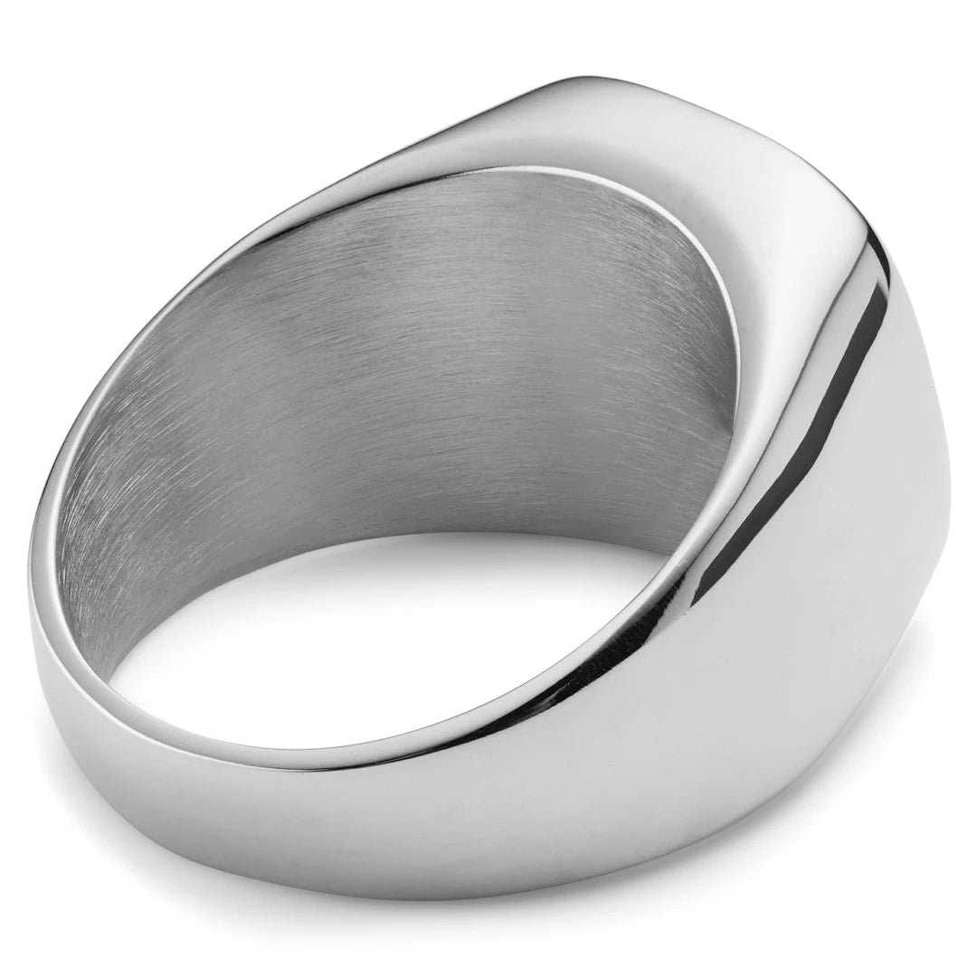 Stainless Steel Black Stone Signet Ring - ViViGleam
