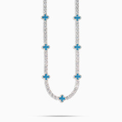Iced Out 4mm Clover Tennis Chain Blue