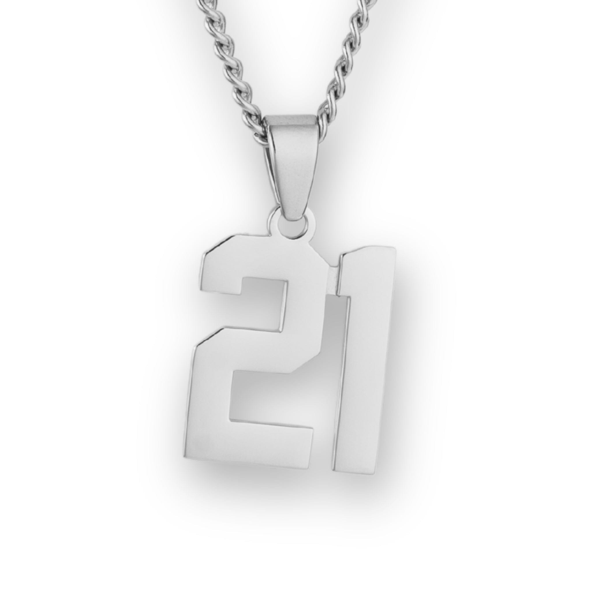 Number Pendant Necklace - Silver - ViViGleam