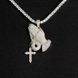 Iced Praying Hand Pendant - ViViGleam