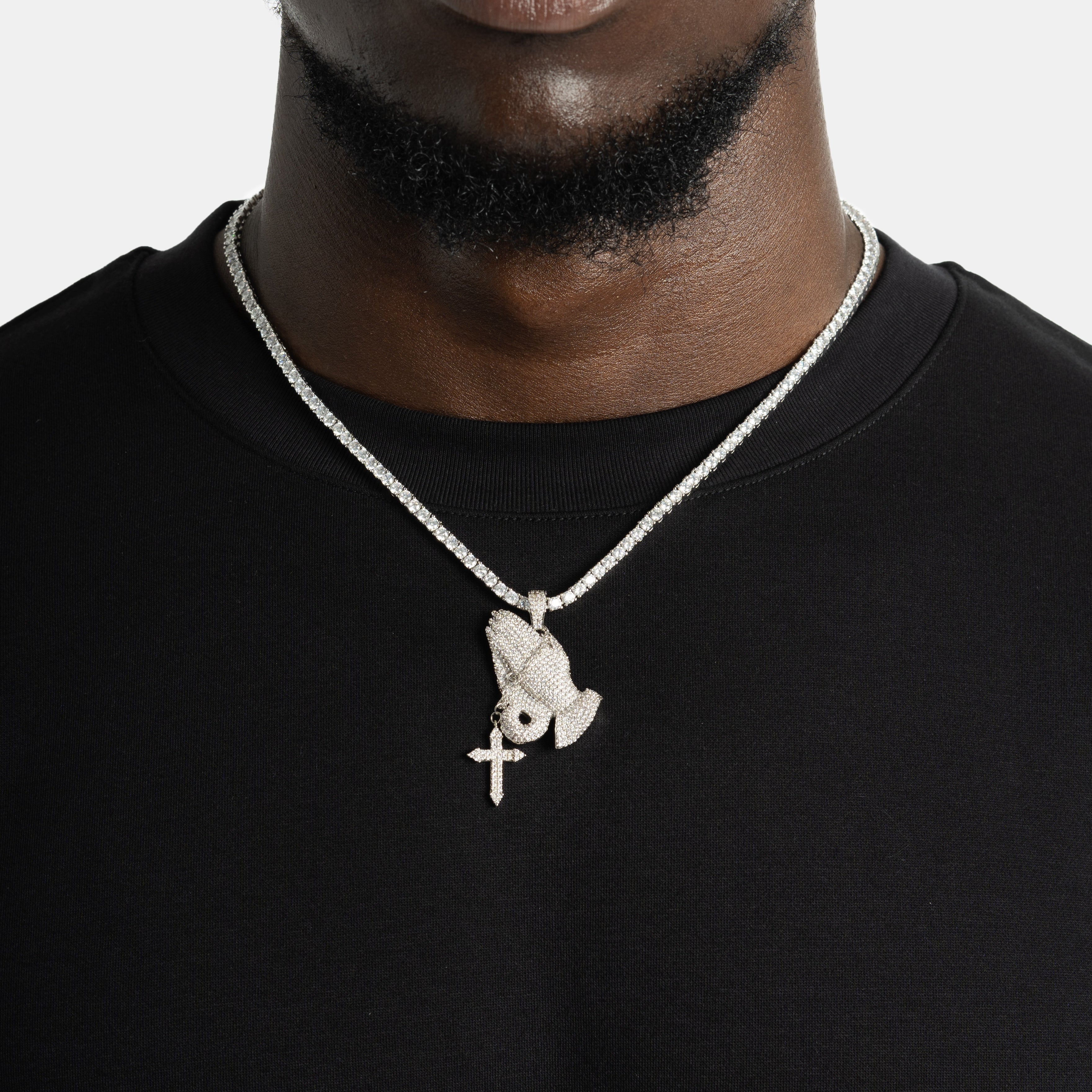 Iced Praying Hand Pendant - ViViGleam