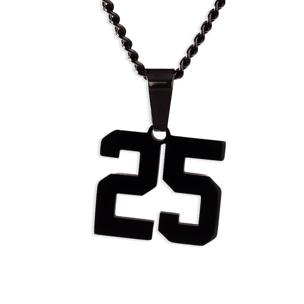 Number Pendant Necklace - Black - ViViGleam