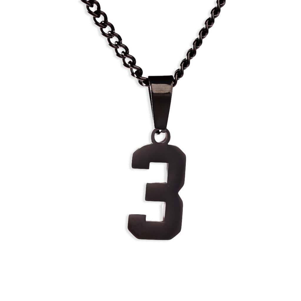 Number Pendant Necklace - Black - ViViGleam