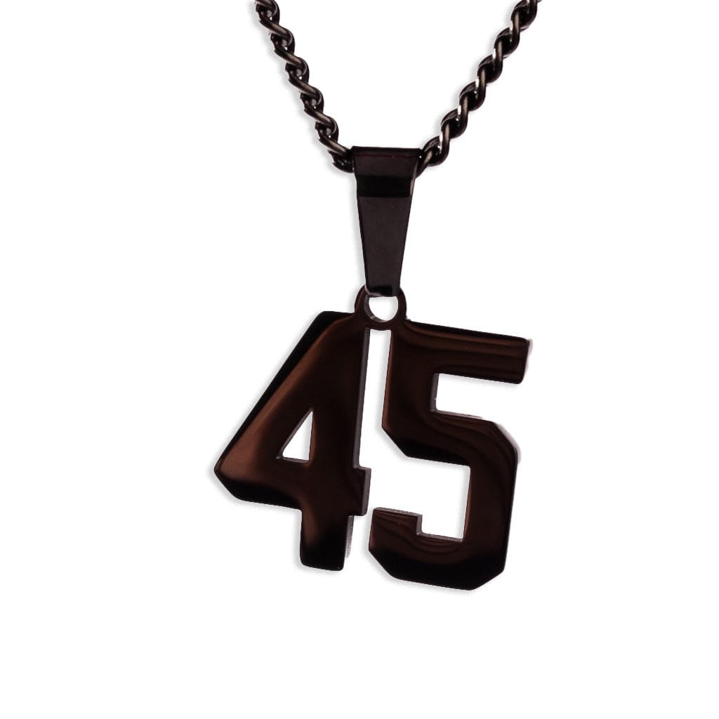 Number Pendant Necklace - Black - ViViGleam