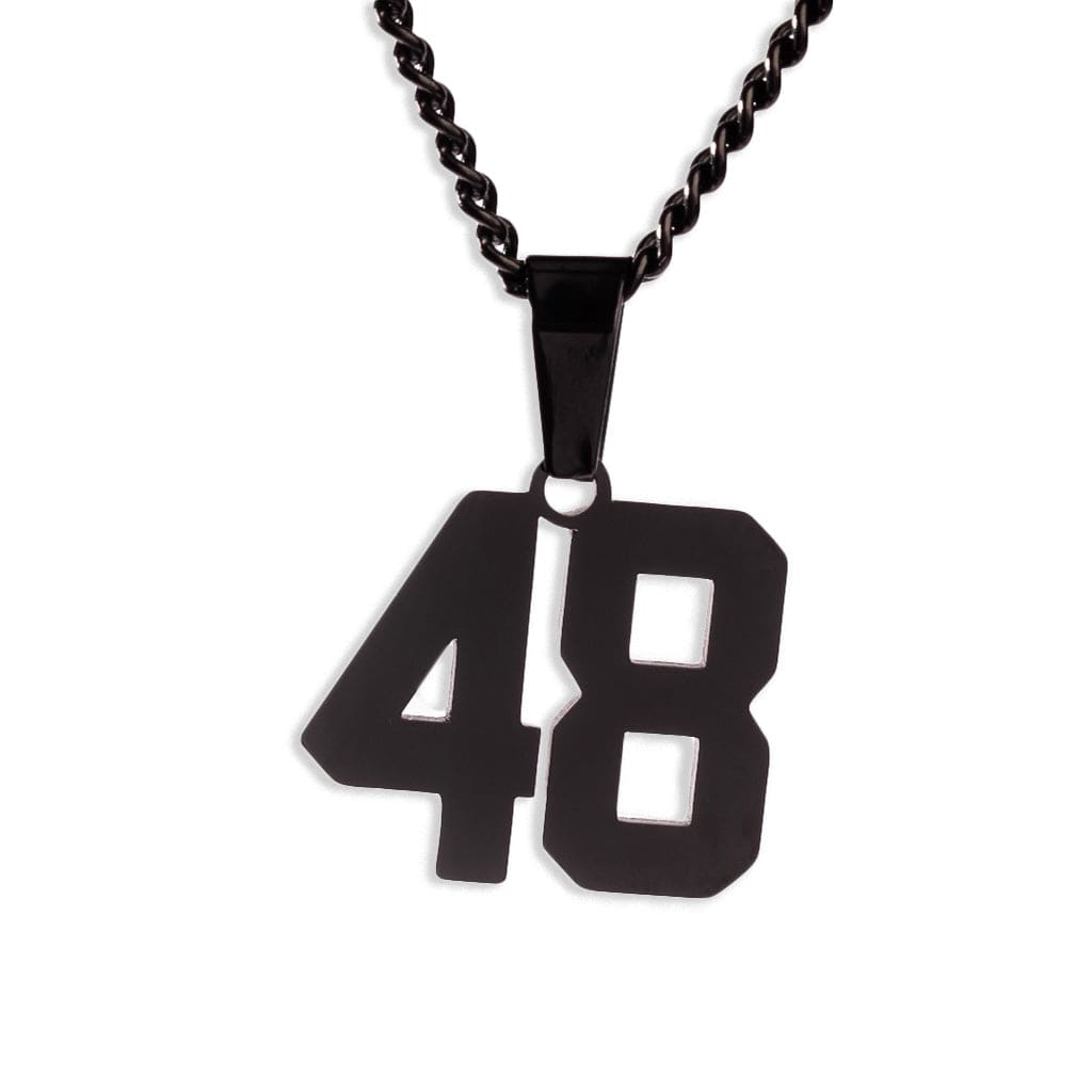 Number Pendant Necklace - Black - ViViGleam