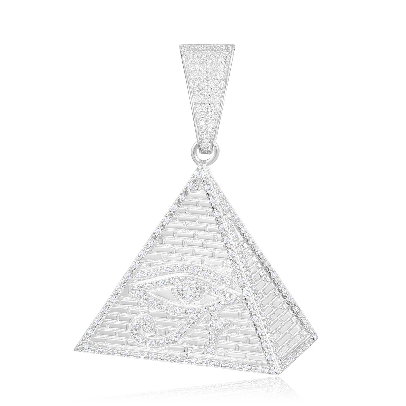 Iced Pyramid Pendant With Evil Eye Pattern - ViViGleam
