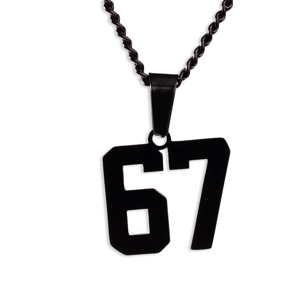 Number Pendant Necklace - Black - ViViGleam