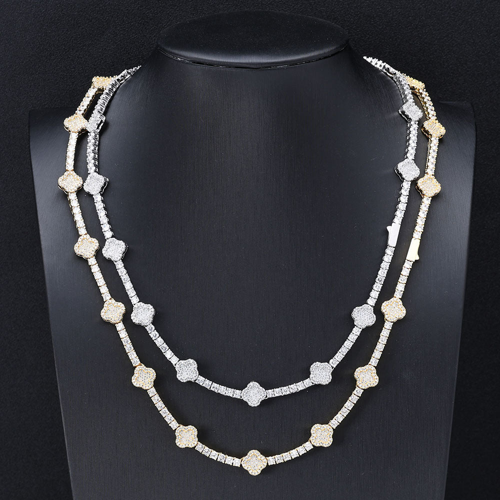 Iced Clover Station Tennis Chain - ViViGleam