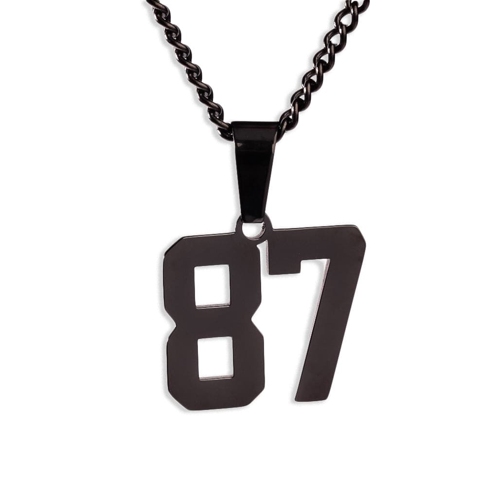 Number Pendant Necklace - Black - ViViGleam