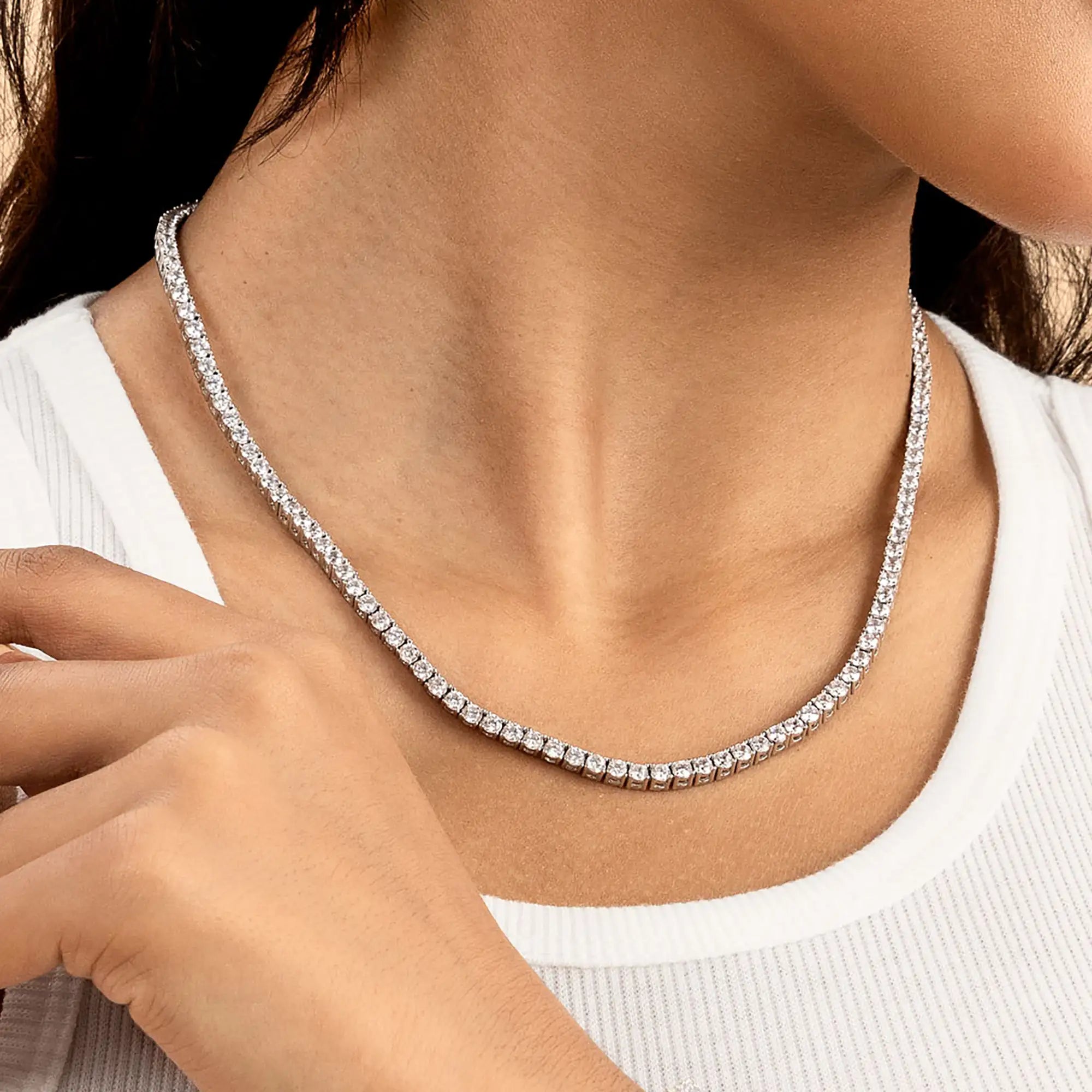 Iced Tennis Chain White Gold(ALL SIZES) - ViViGleam