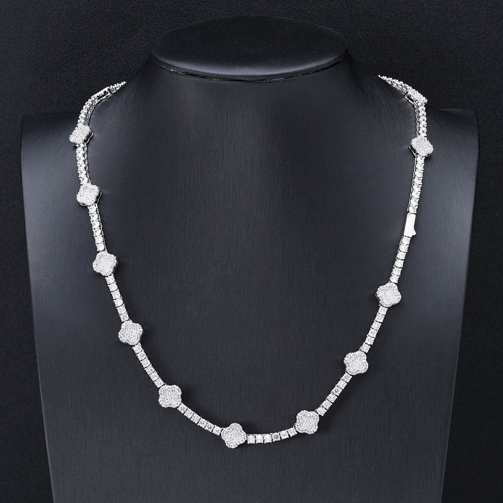 Iced Clover Station Tennis Chain - ViViGleam