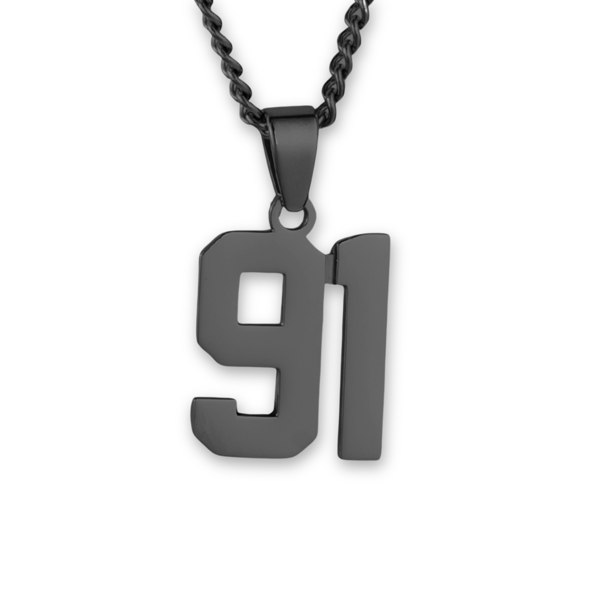 Number Pendant Necklace - Black - ViViGleam
