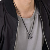 Black Geometric Pendant and Chain