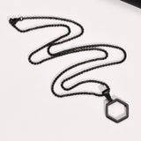 Black Geometric Pendant and Chain