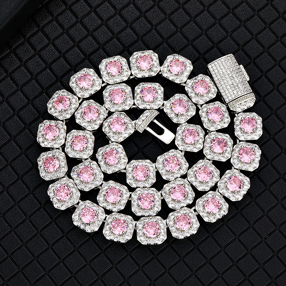 Consistent Pink Gemstone Chain Silver - ViViGleam