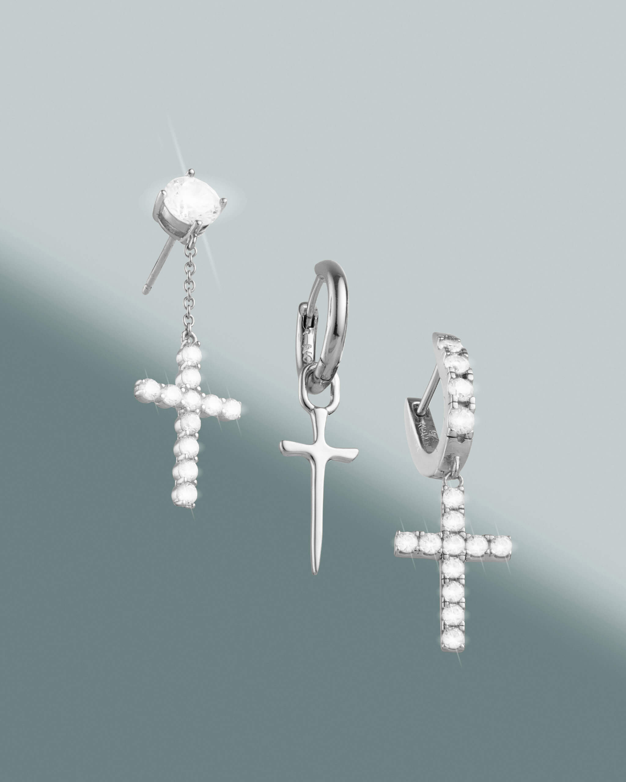 Hanging Studded Cross Earring - ViViGleam