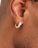 Emerald Cut Inset Hoop Earrings - Gold - ViViGleam