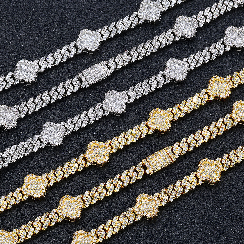 6mm Four Leaf Iced Cuban Bracelet - ViViGleam