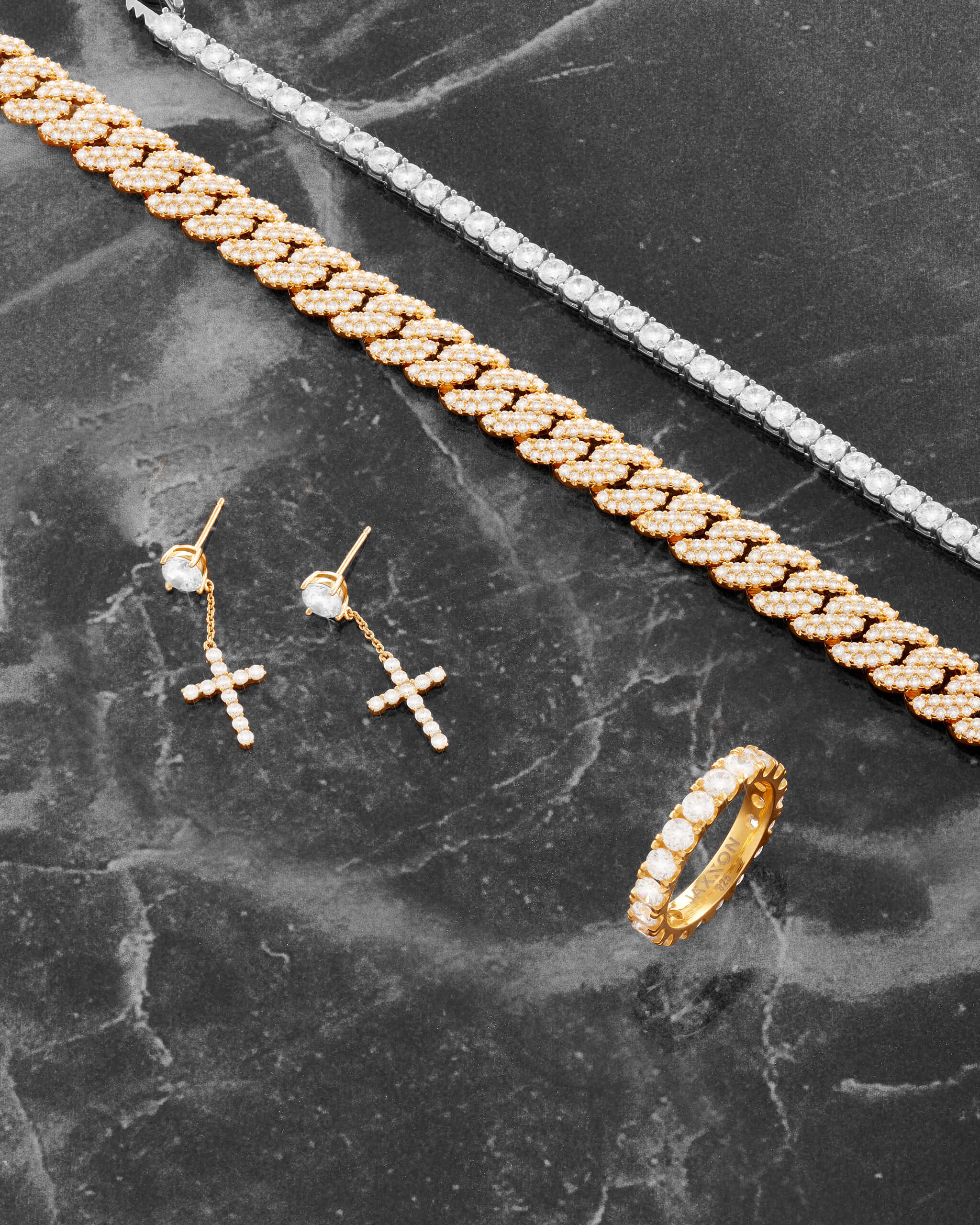 Hanging Cross Stud Earring - Gold - ViViGleam