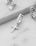 Hanging Studded Cross Earring - ViViGleam