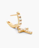 Cross Charm Huggie Hoop Earrings - ViViGleam