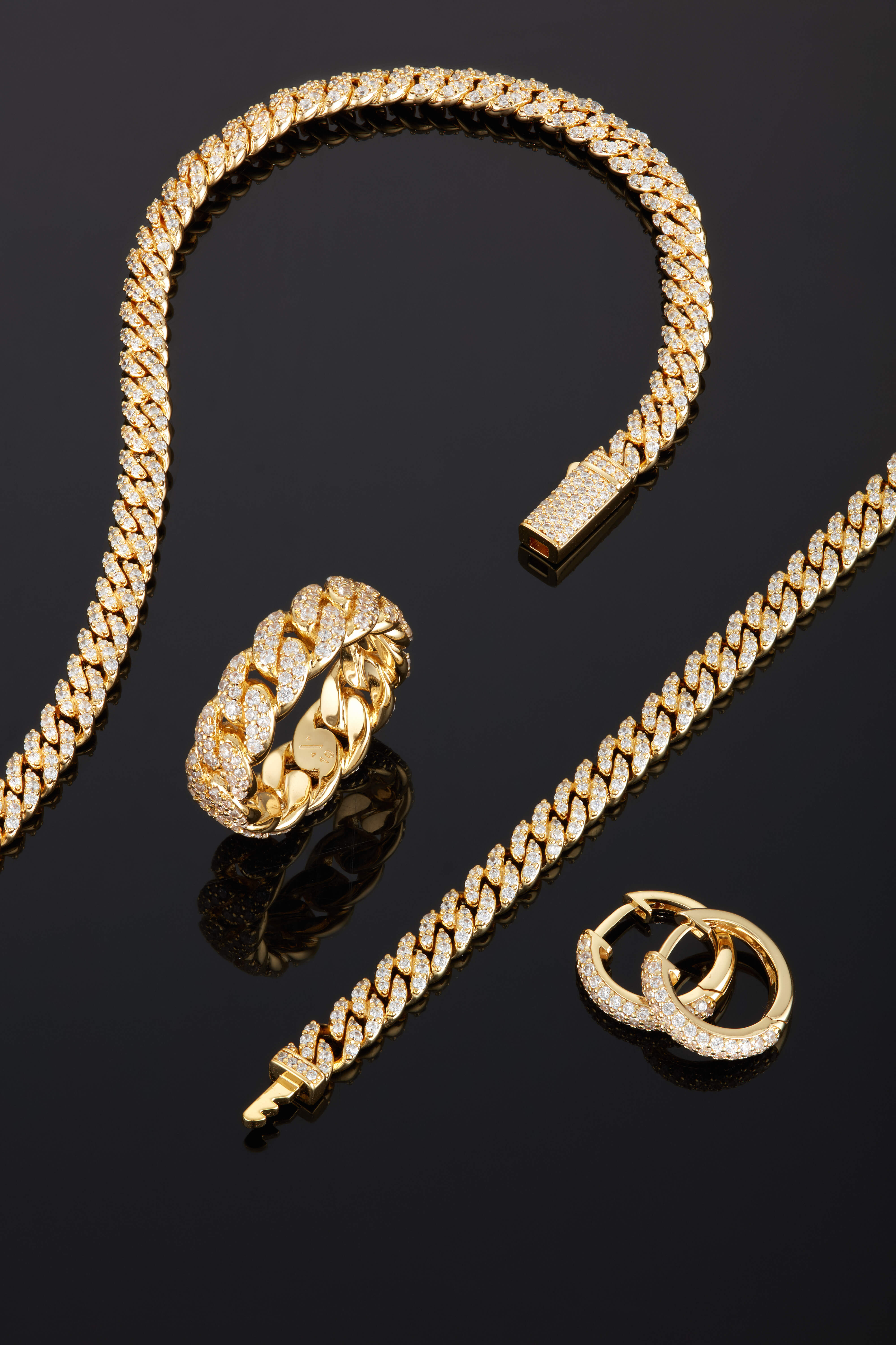 Iced Out Hoop Earrings - Gold - ViViGleam