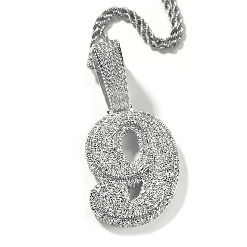 Ice Out Number Pendant Necklace - ViViGleam