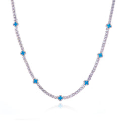 Iced Out 4mm Clover Tennis Chain Blue