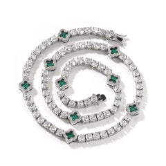 Iced Out 4mm Clover Tennis Chain Green