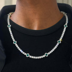 Iced Out 4mm Clover Tennis Chain Green