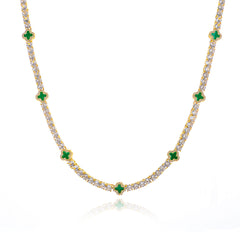 Iced Out 4mm Clover Tennis Chain Pure Green