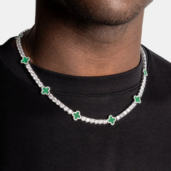 Iced Out 4mm Clover Tennis Chain Pure Green
