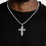 Iced Out Flower Cross Pendent