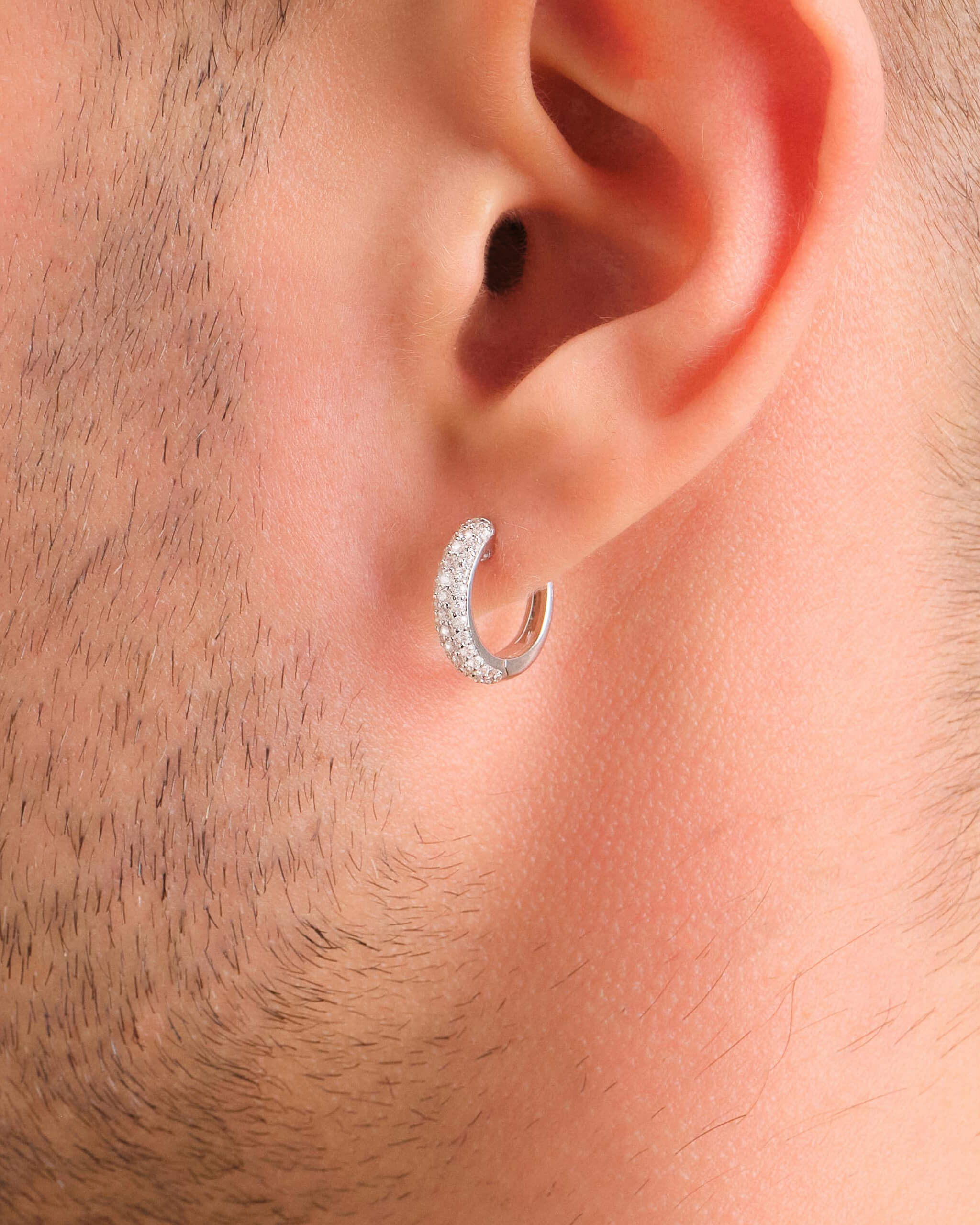 Iced Out Hoop Earrings - Silver - ViViGleam