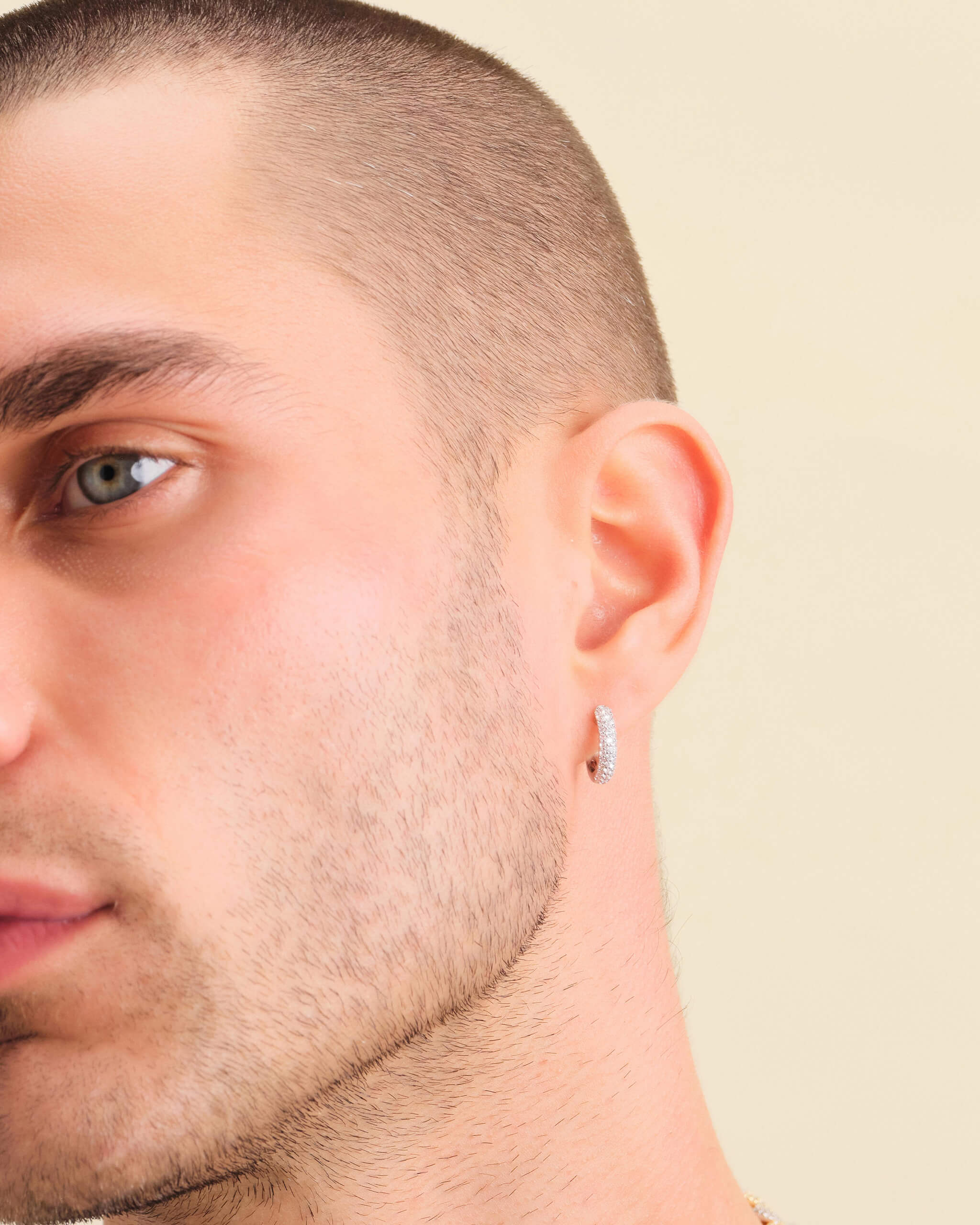 Iced Out Hoop Earrings - Silver - ViViGleam