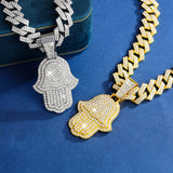 Iced Hamsa Hand Pendant - ViViGleam